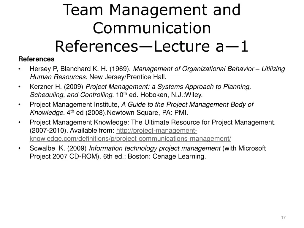 team management and communication references