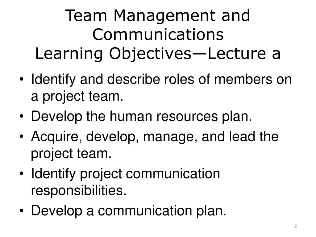 team management and communications learning