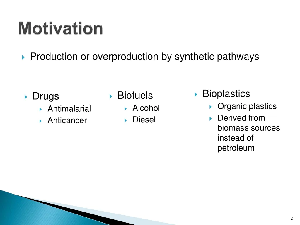 production or overproduction by synthetic pathways