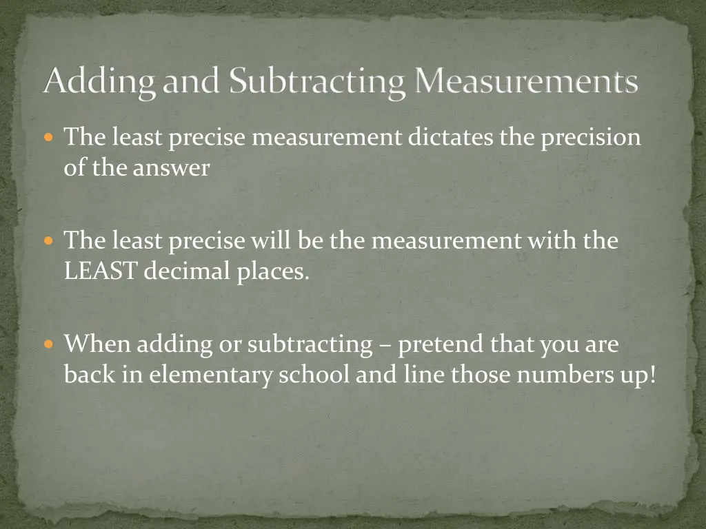 adding and subtracting measurements
