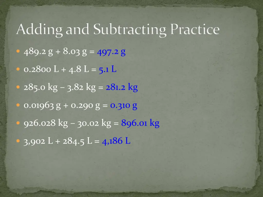 adding and subtracting practice 1