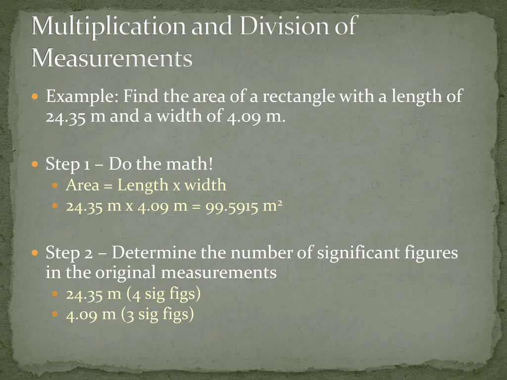 multiplication and division of measurements 1