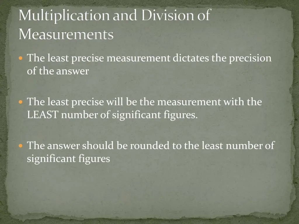 multiplication and division of measurements