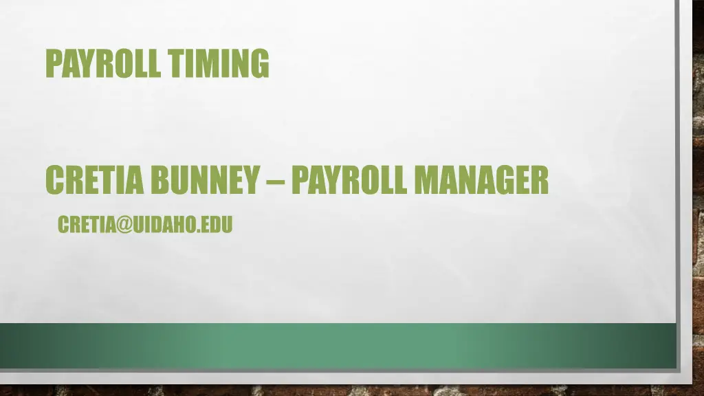 payroll timing