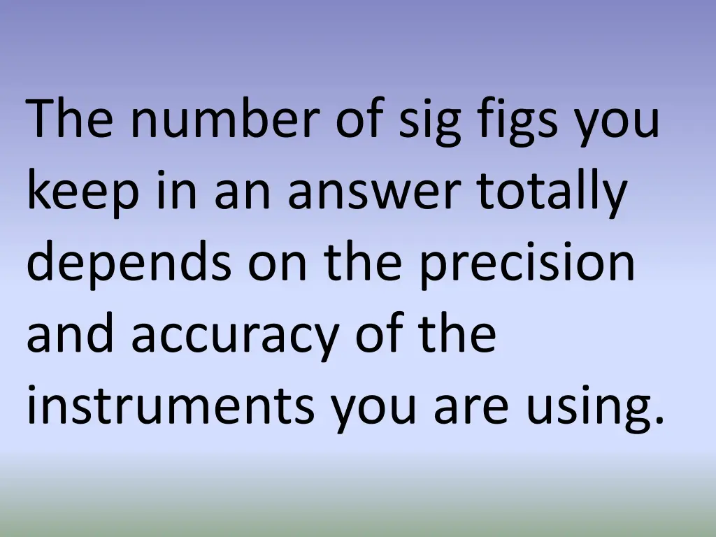 the number of sig figs you keep in an answer