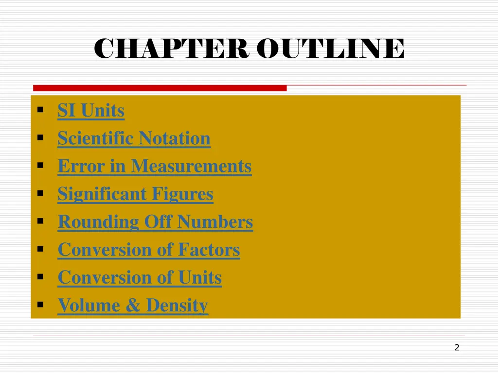 chapter outline