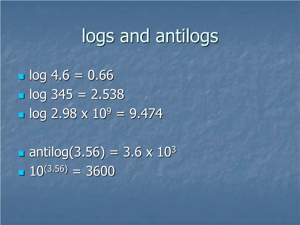 logs and antilogs