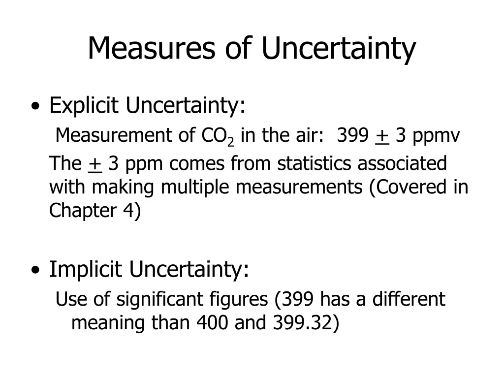 measures of uncertainty