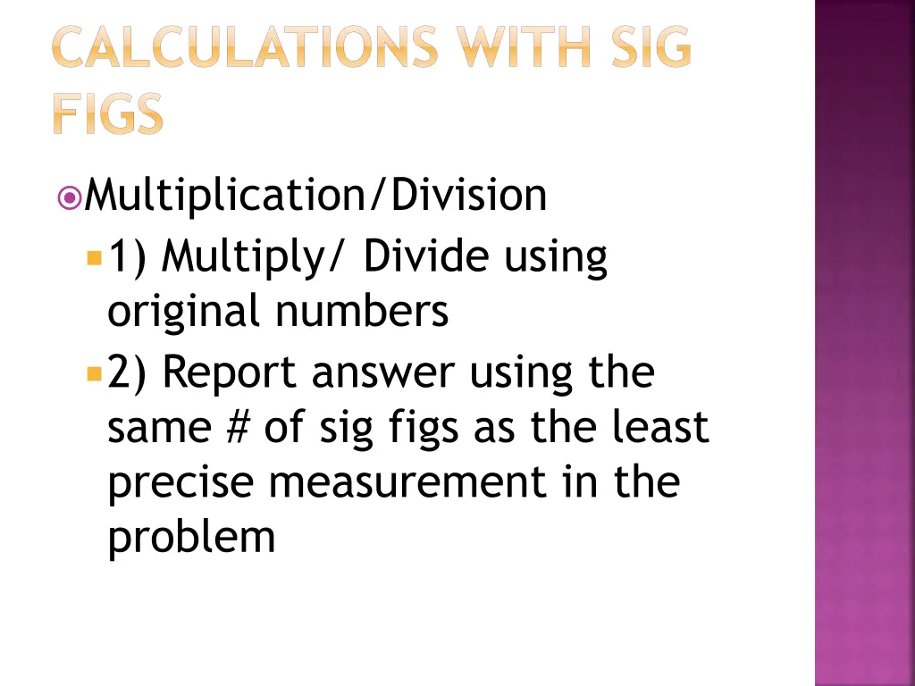 calculations with sig figs