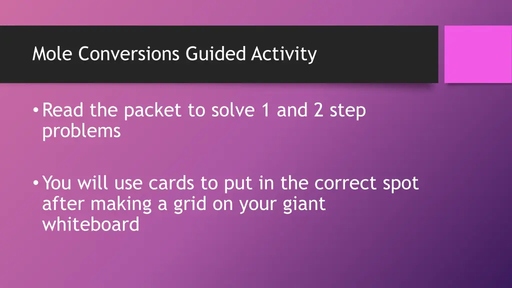 mole conversions guided activity