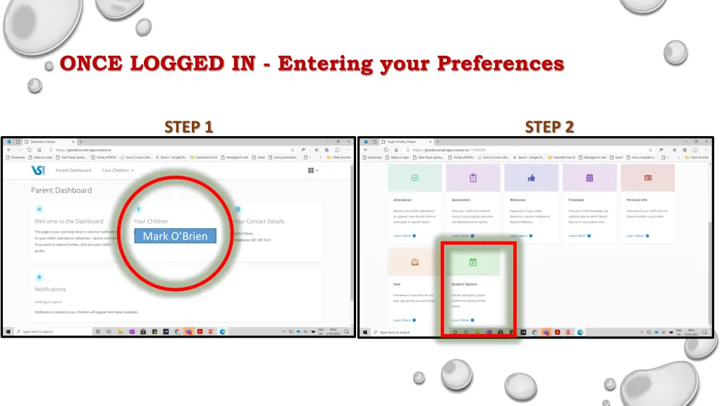once logged in entering your preferences