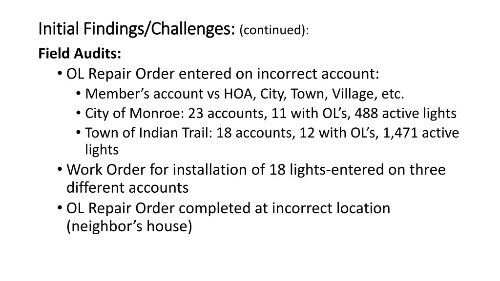 initial findings challenges initial findings