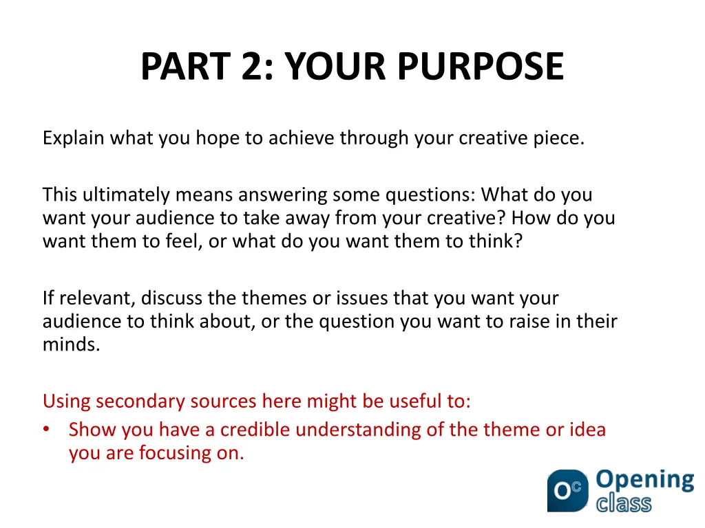 part 2 your purpose