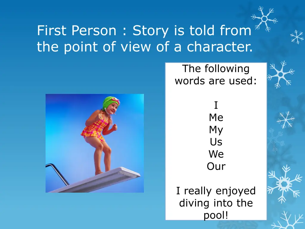 first person story is told from the point of view