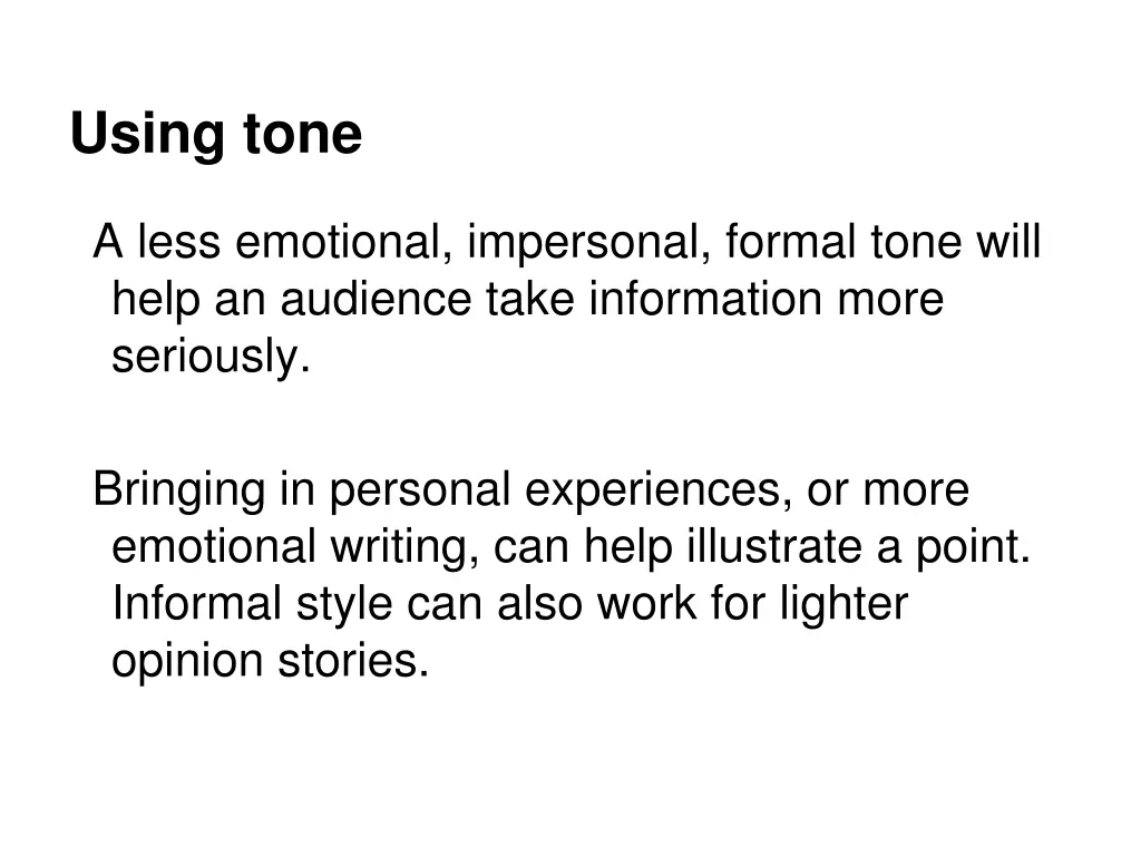 using tone