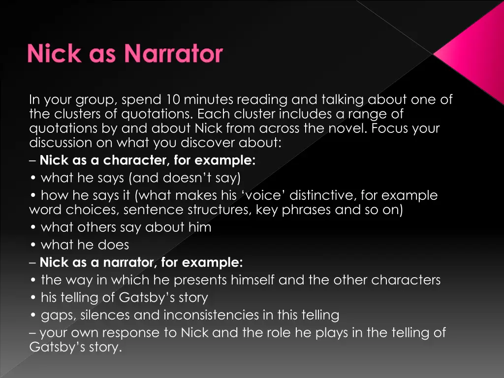 nick as narrator