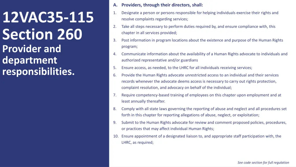 a providers through their directors shall