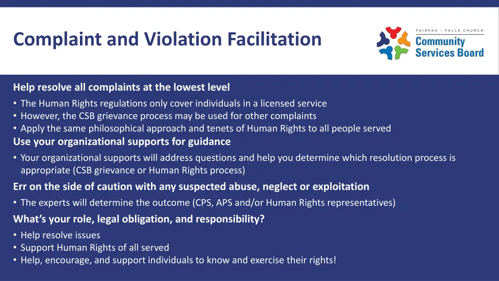 complaint and violation facilitation
