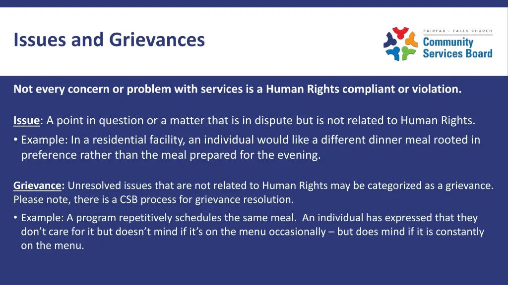issues and grievances