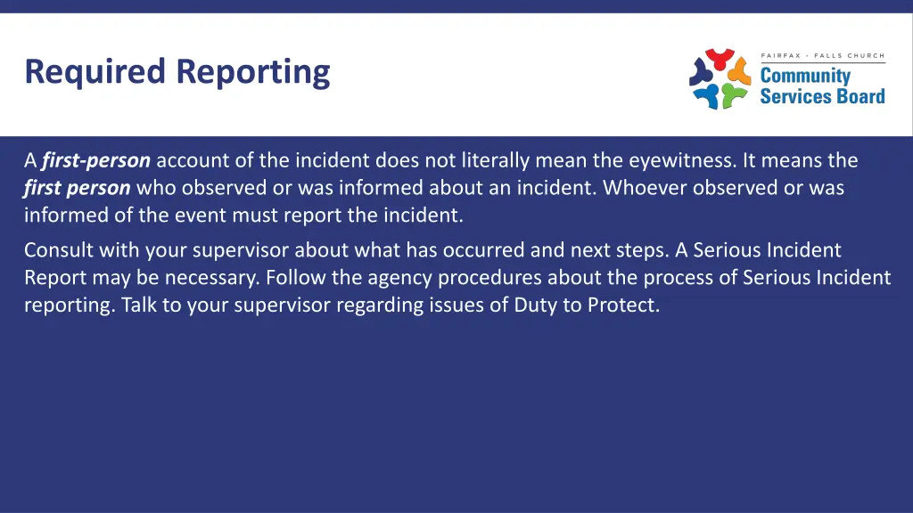 required reporting