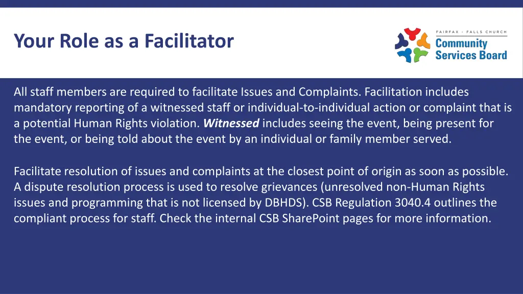 your role as a facilitator