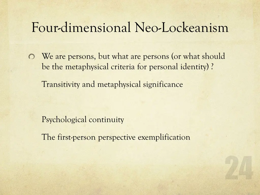 four dimensional neo lockeanism