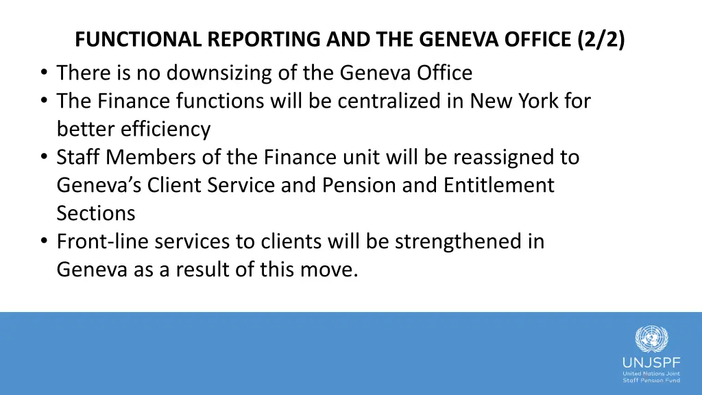 functional reporting and the geneva office