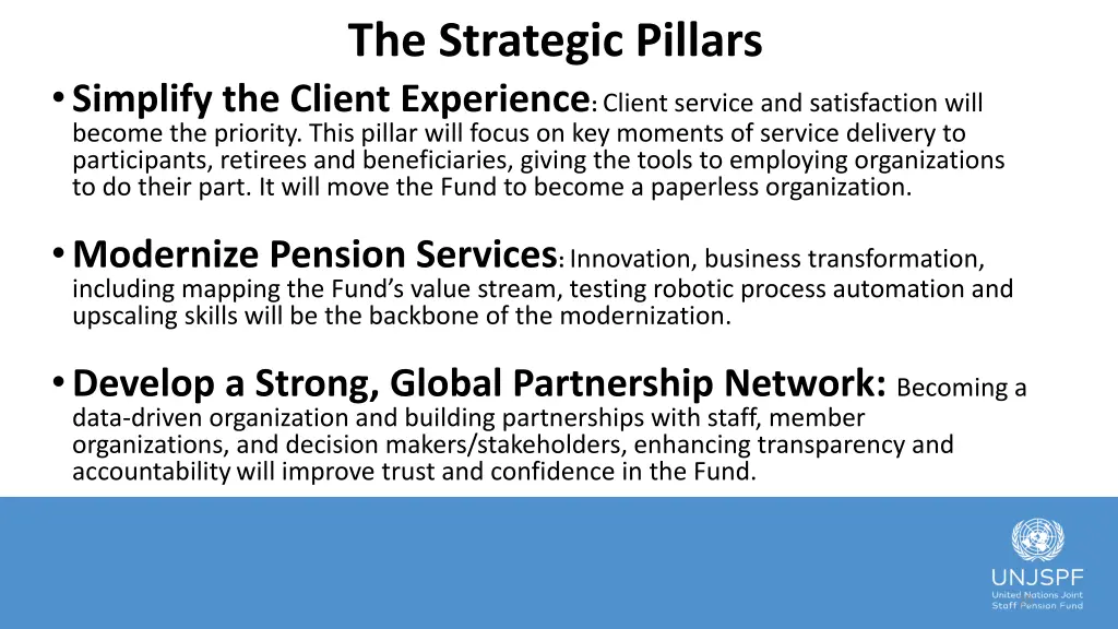 the strategic pillars