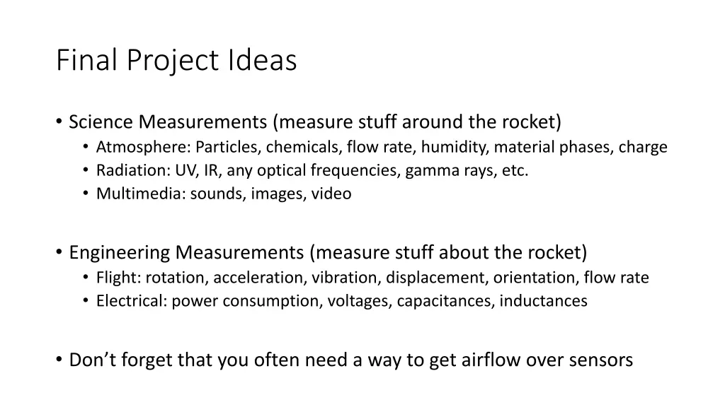 final project ideas