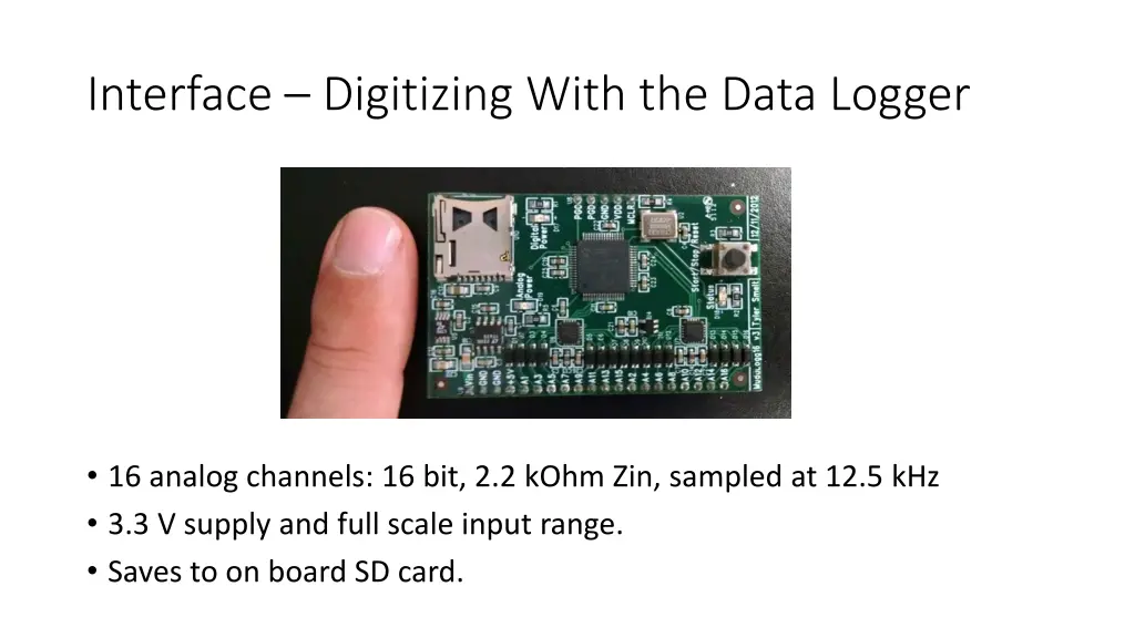 interface digitizing with the data logger