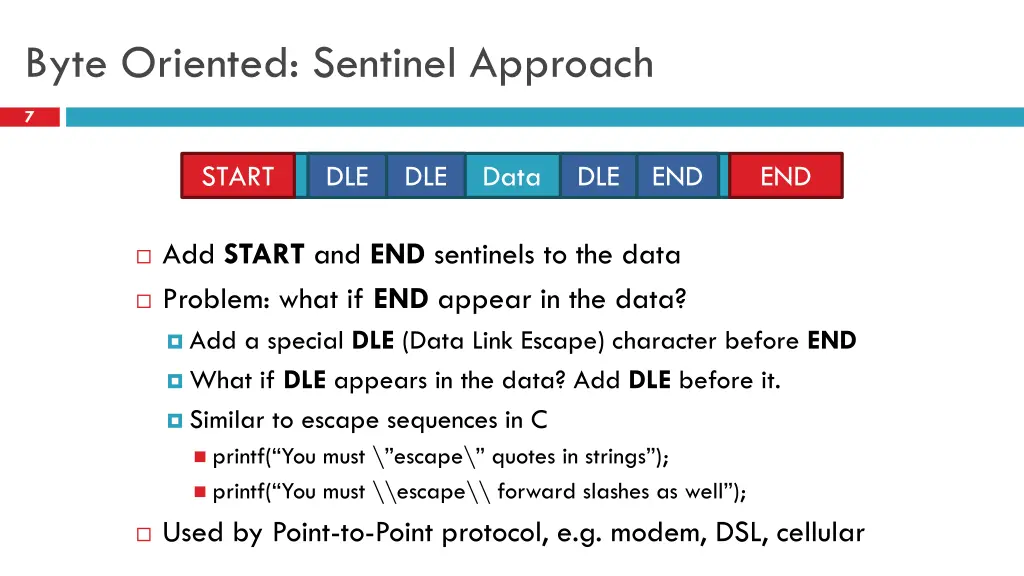 byte oriented sentinel approach