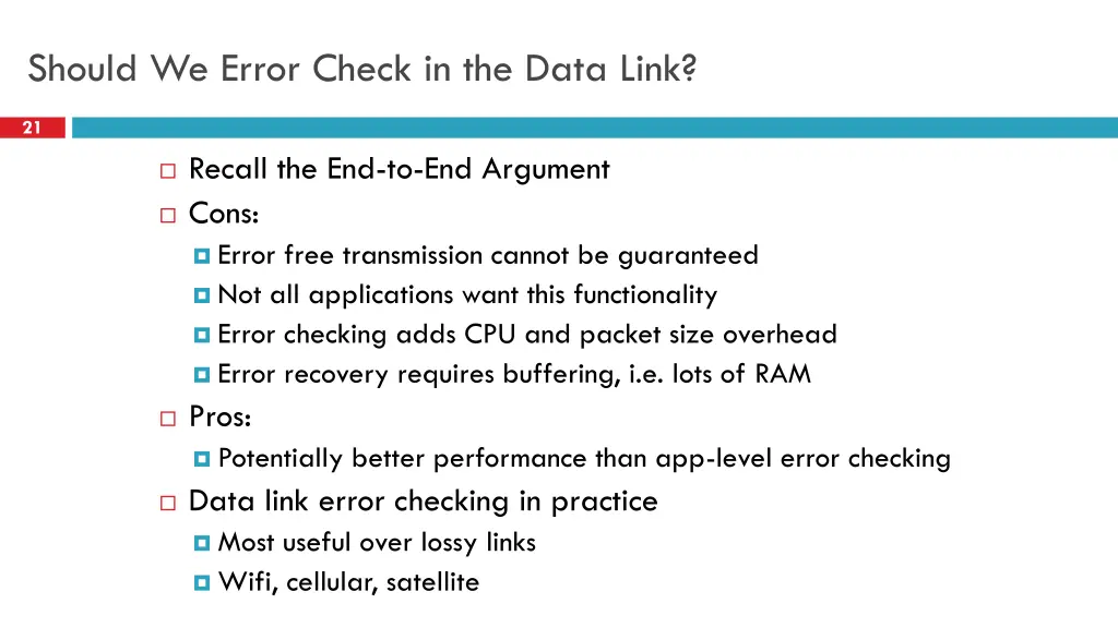 should we error check in the data link