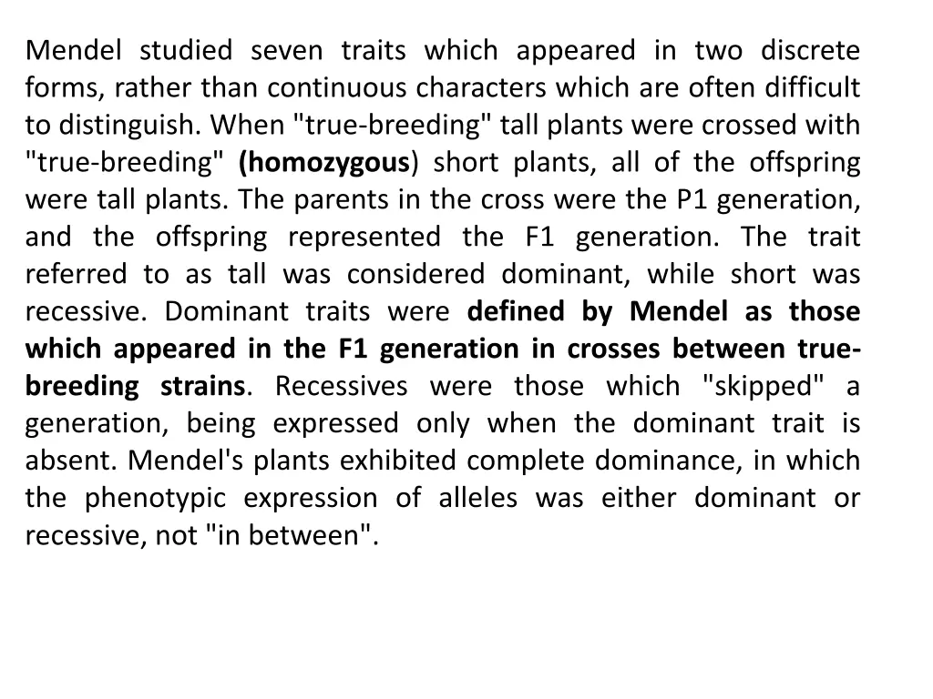 mendel studied seven traits which appeared