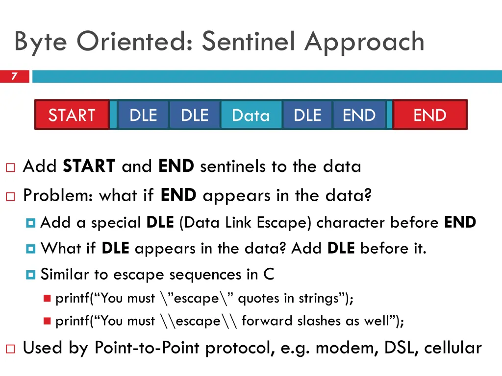 byte oriented sentinel approach