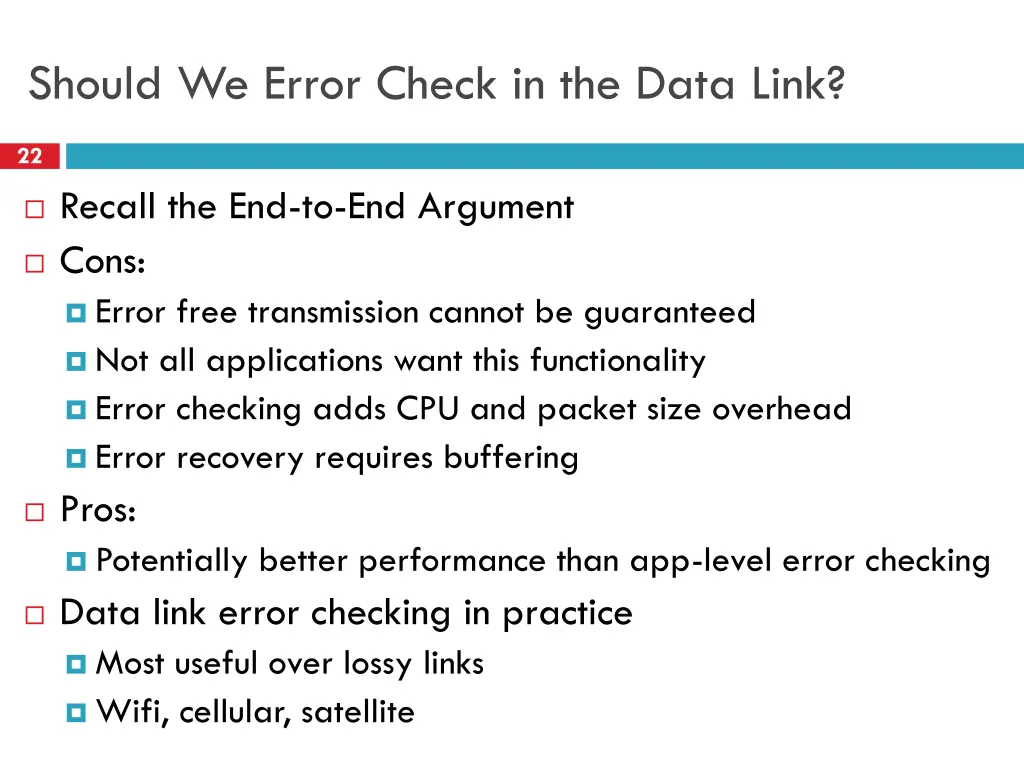 should we error check in the data link