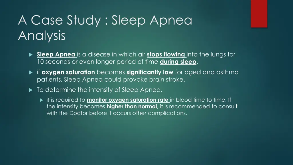 a case study sleep apnea analysis
