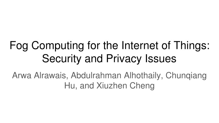 fog computing for the internet of things security