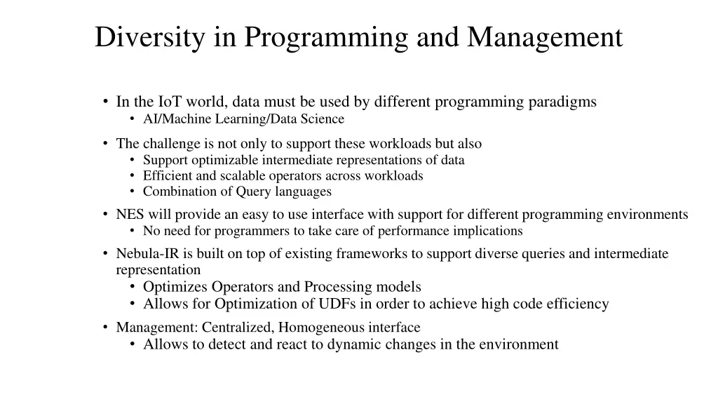 diversity in programming and management