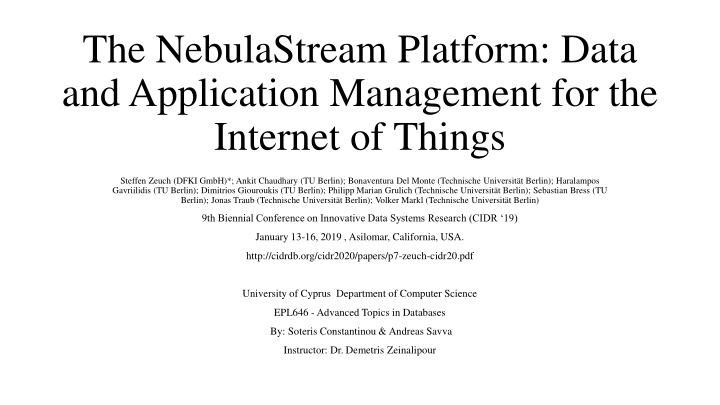 the nebulastream platform data and application