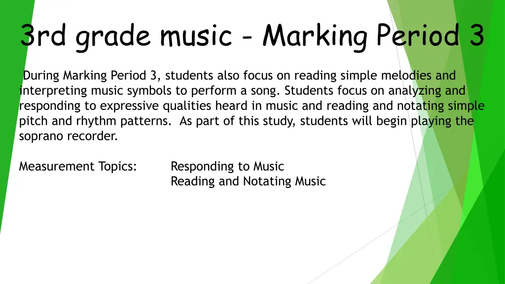 3rd grade music marking period 3