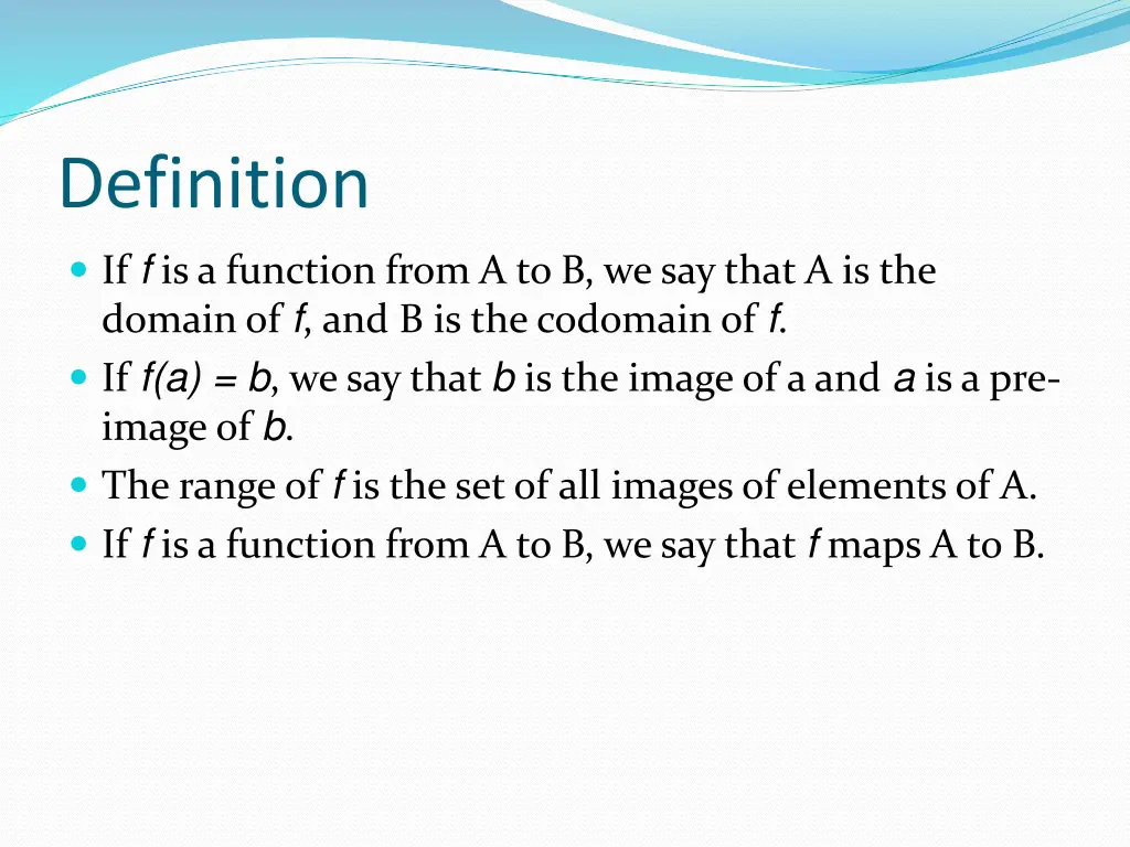 definition if f is a function from