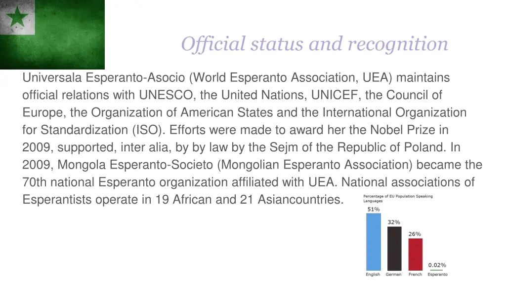 official status and recognition