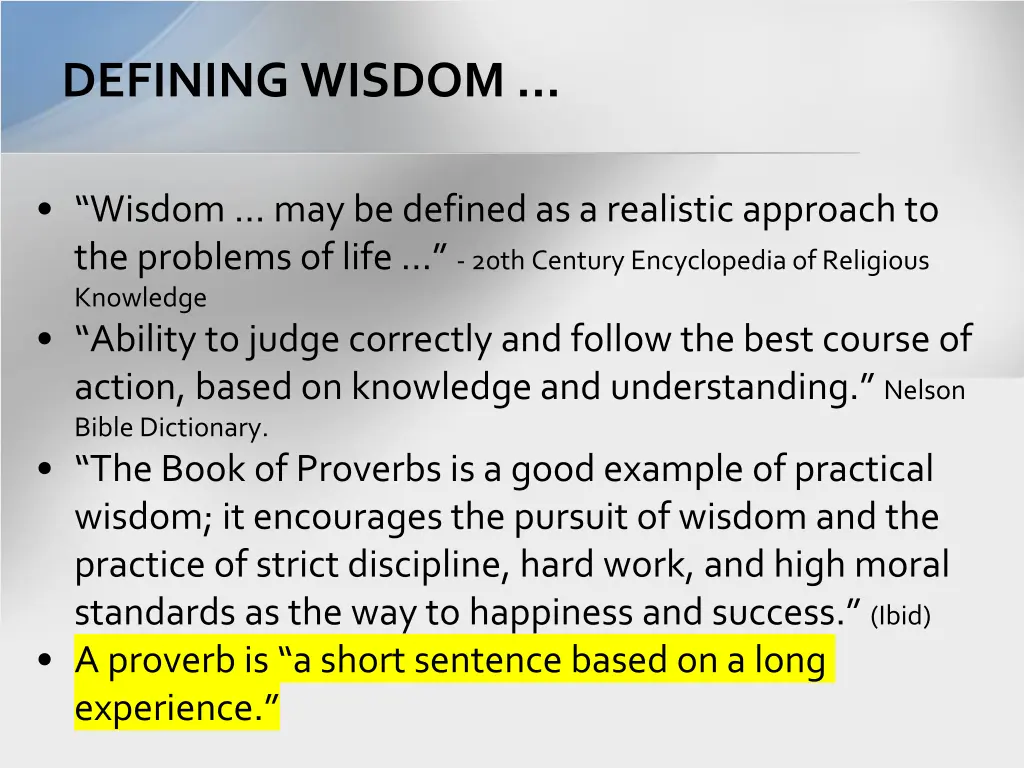 defining wisdom