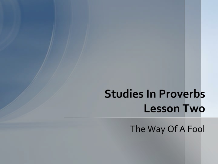 studies in proverbs lesson two