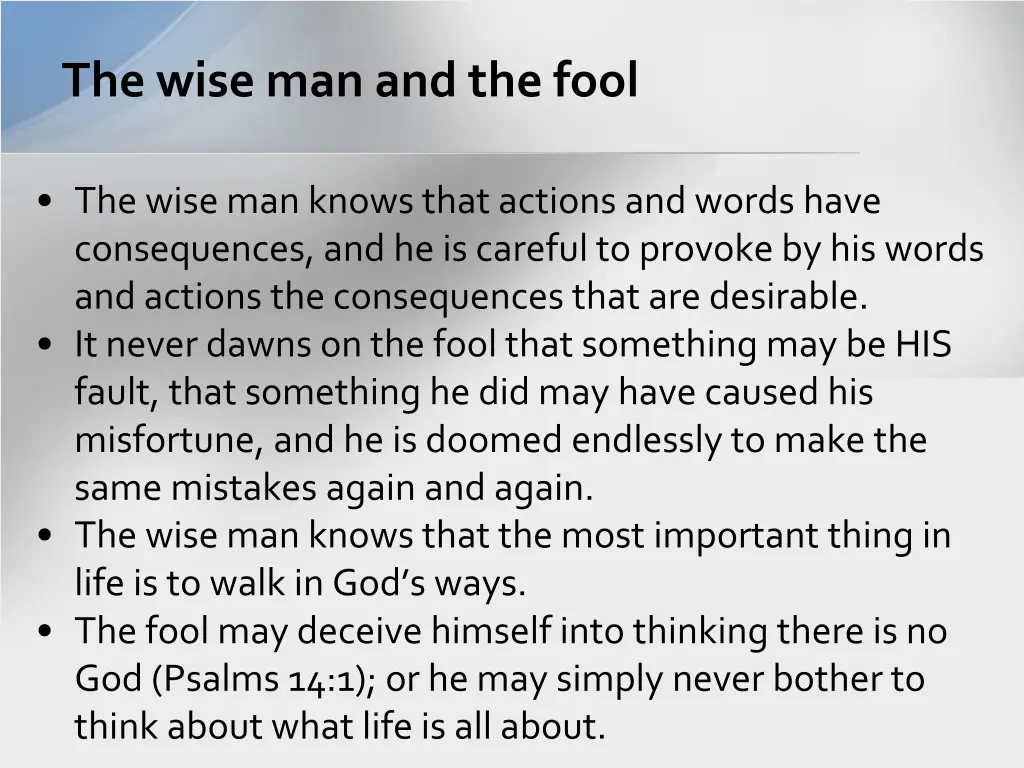 the wise man and the fool 1