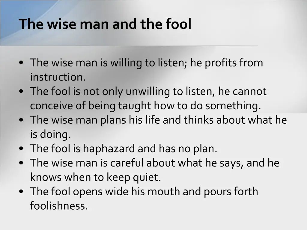 the wise man and the fool