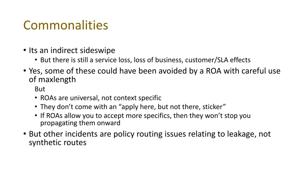 commonalities