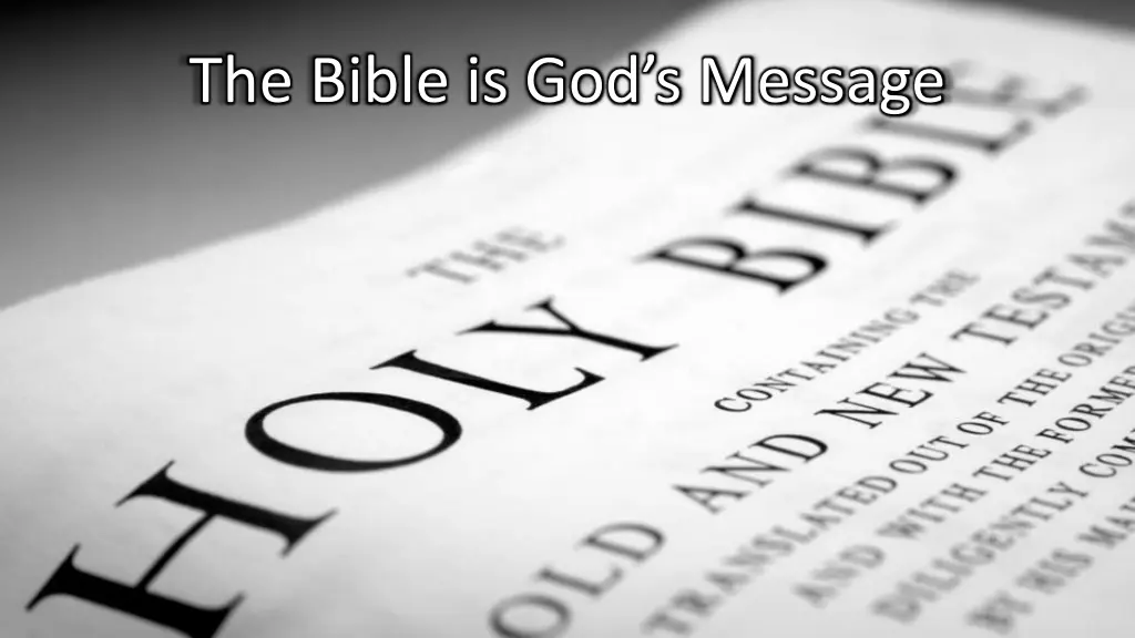 the bible is god s message