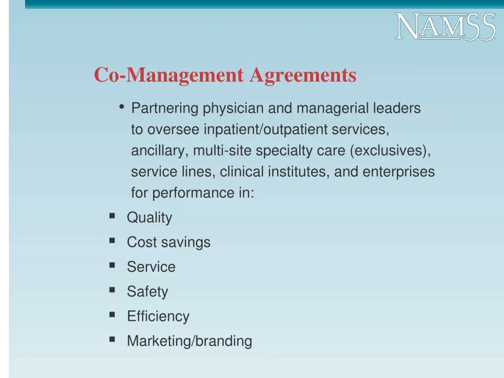 co management agreements