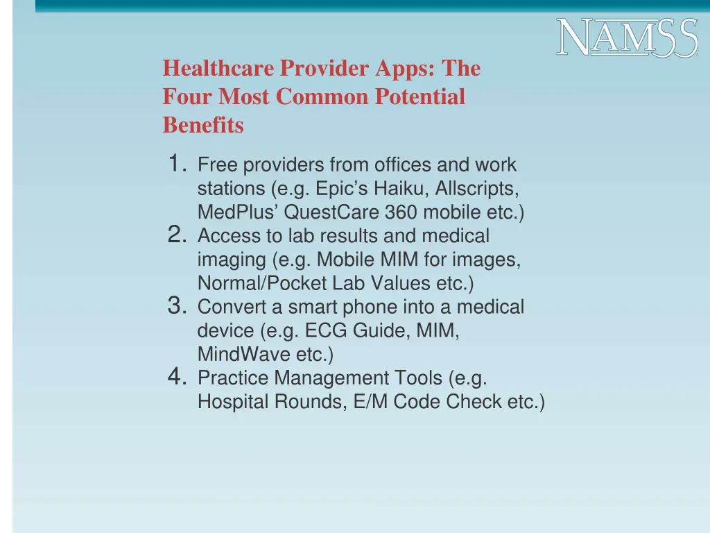 healthcare provider apps the four most common